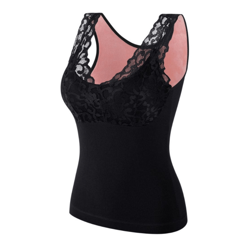 Blusinha com Bojo Preta Renda e Interior em Veludo